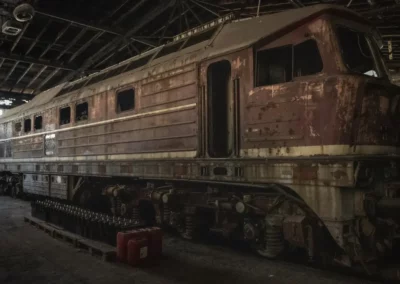 Eine nostalgische Welt aus rostigen Metall auf Schienen - die private Loksammlung Falkenberg.