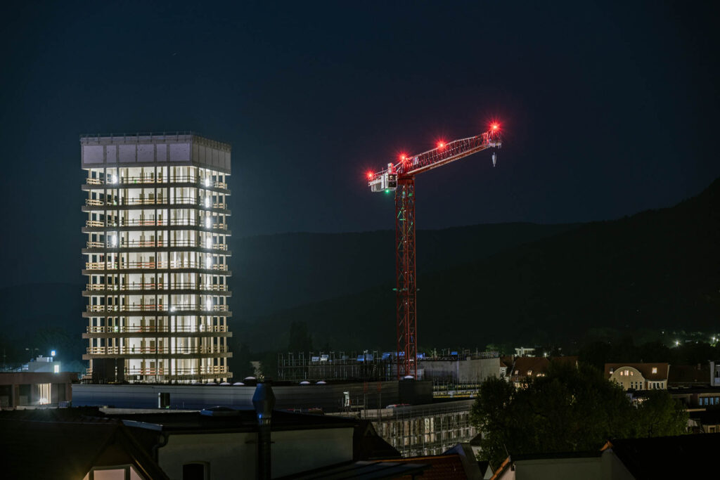 Der Unicampus entsteht. Langzeitbelichtung vom Sonnenhof aus.
