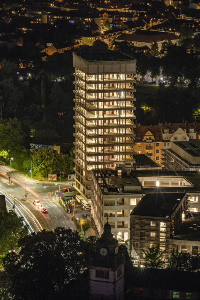 Der Unicampus entsteht. Langzeitbelichtung vom JenTower aus.