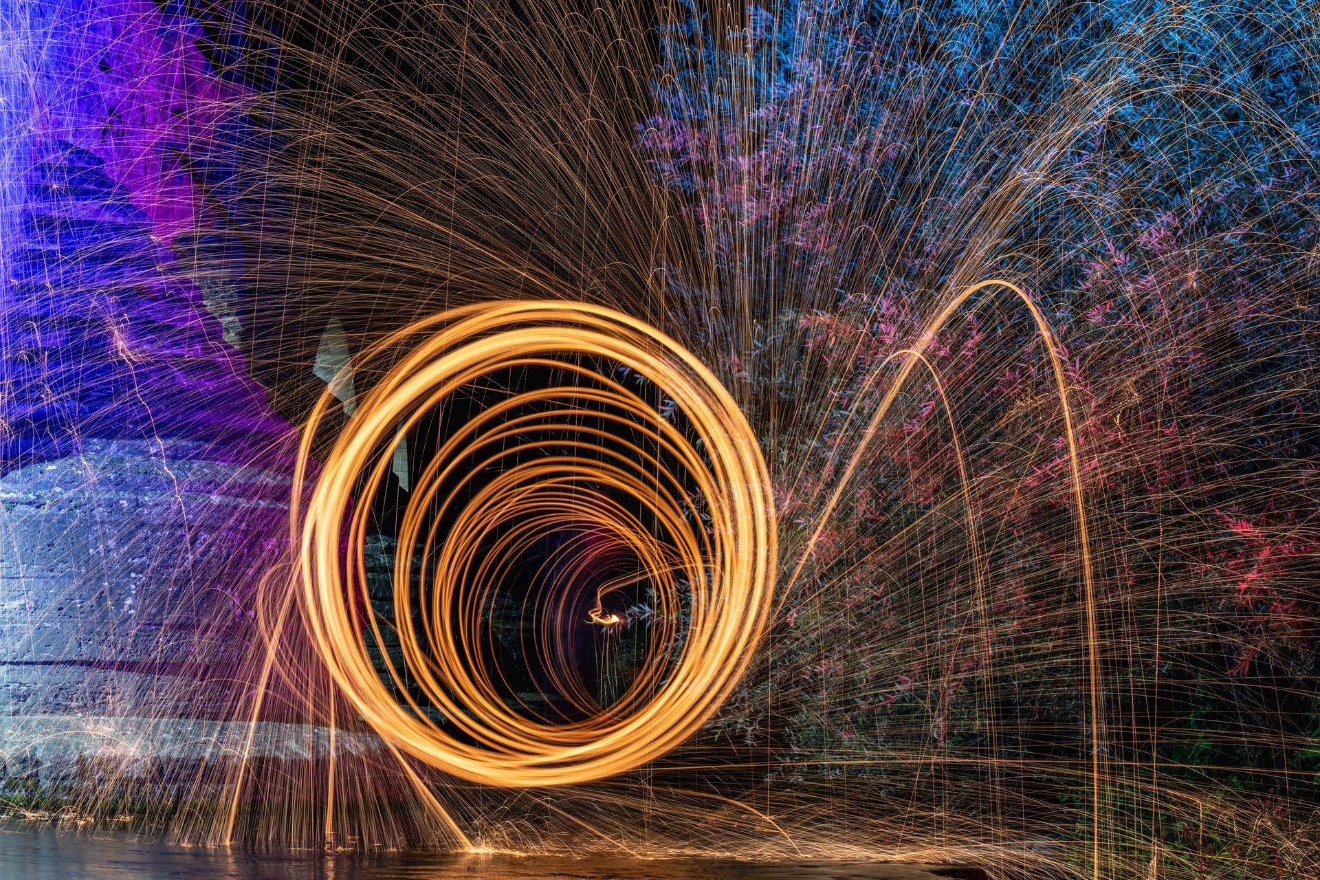 Lightpainting mit Stahlwolle in Jena – Feuerkreise, Funkenkunst & professionelle Fototechnik